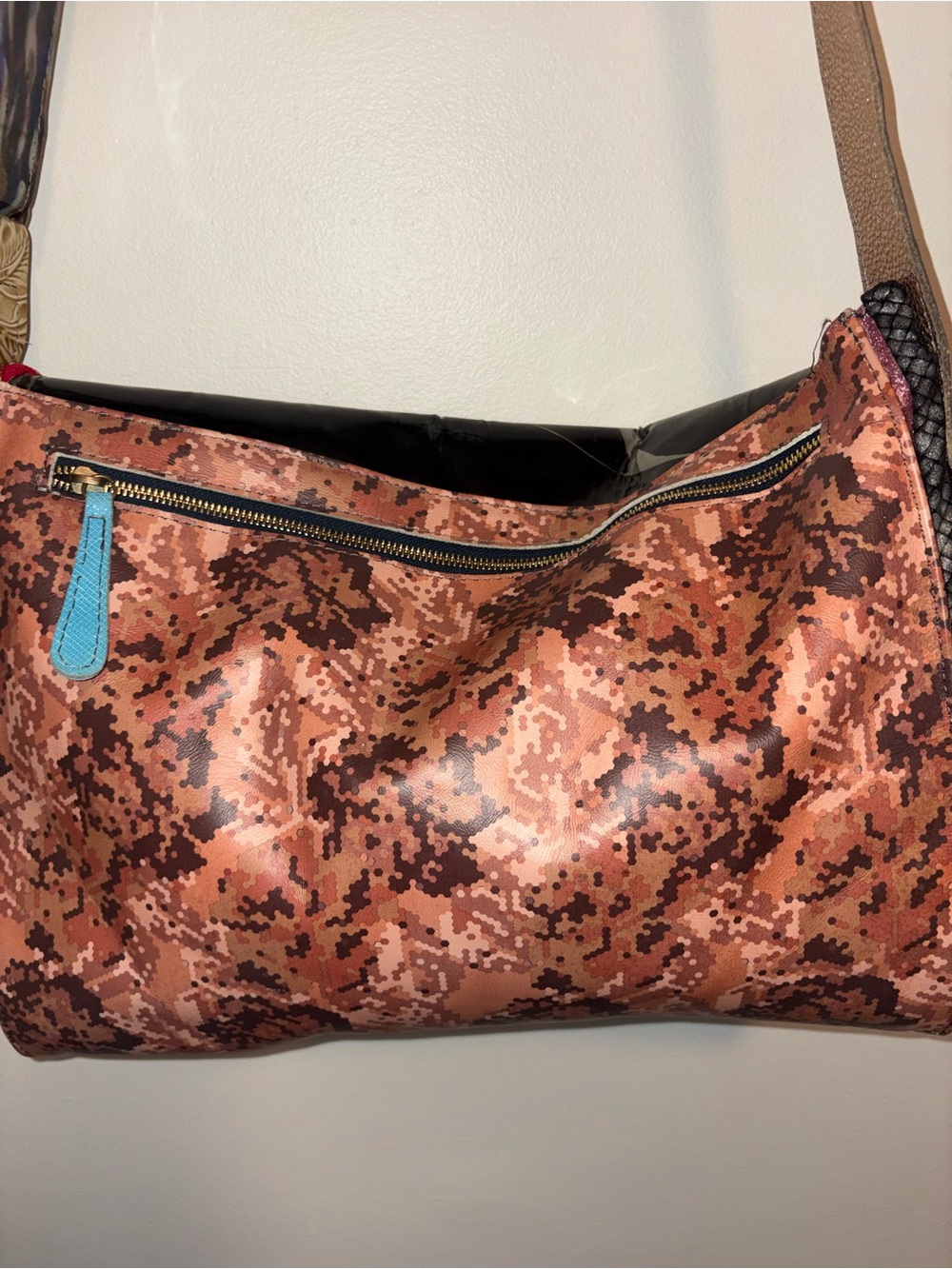 Ebarrito Italian Patchwork Leather Messenger Bag Crossbody Floral Art Unique - Picture 11 of 15